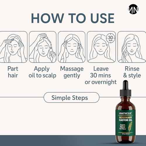 Natnique Rosemary Castor Oil ? 100% Pure Cold-Pressed Organic Hair Growth Oil, Hexane-Free Scalp Serum & Moisturizing Treatment for Dry Scalp, Fuller Hair, Stronger Roots & Natural Care ? 2oz