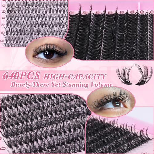 Natural Eyelash Clusters 640PCS - 30D 40D 50D 60D Wispy Extensions