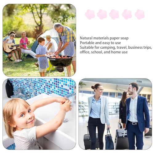 1000 Sheets Pink Portable Hand Soap Disposable Paper Soap, Travel Hiking Washing Hand Bath Toiletry Paper Soap for Kids, Women