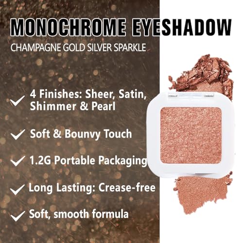 evpct Champagne Gold Glitter Eyeshadow Palette - Rich Pigment Shades
