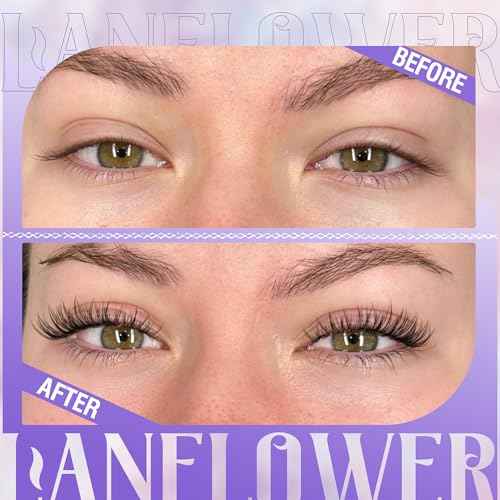 Natural Lash Clusters Kit Wispy Lash Extension Kit Waterproof Lash Clusters C Curved Cluster Eyelash Extensions Kit 144pcs Individual Lashes 10-16mm Eyelash Extension Kit by Lanflower