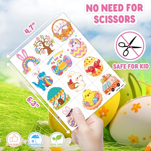 96 PCS Easter Temporary Tattoos for Kids - Party Favors
