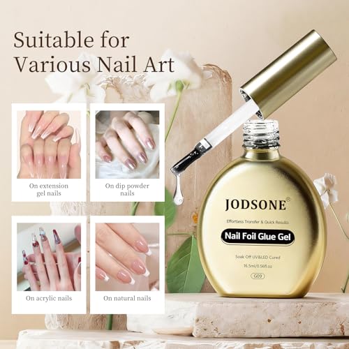 JODSONE Nail Foil Glue Gel 16.5ml – UV Cure Transfer