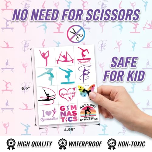 96 PCS Gymnastics Temporary Tattoos for Kids | Party Favors