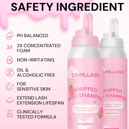Whipped Lash Cream Shampoo Unscented Foam Cleanser | 100ml Eyelash Extension Cleaning Bath Kit | Salon&Home Use