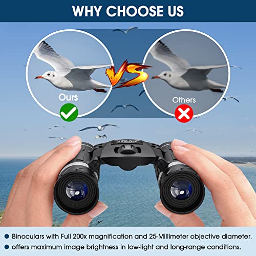 200x25 High Powered Compact Binoculars for Adults & Kids - Waterproof Mini Binoculars for Bird Watching, Hunting, Travel
