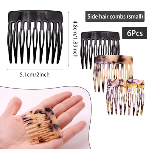 6-Piece French Hair Side Combs, 2 inch Small Decorative Hair Comb Clips