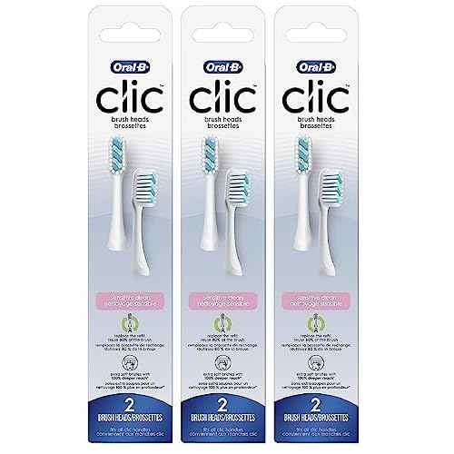 Oral-B Clic Toothbrush Sensitive Clean Replacement Brush Heads, White, 2 Count (Pack of 3)