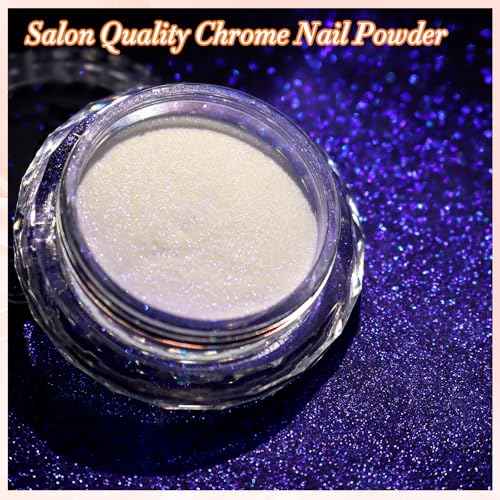 Unicorn Chrome Nail Powder, Aurora Unichrome Mermaid Aurora Pigment Pearlescent Nail Art Glitter Dust Decoration for Home DIY Salon Manicure - Galactic Dream
