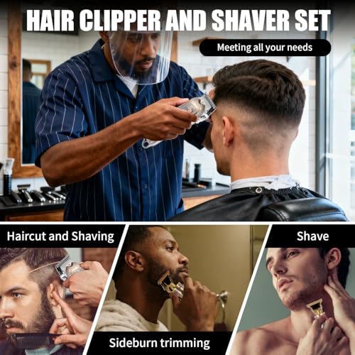 Professional Cordless Hair Clipper Set with T-Blade Trimmer