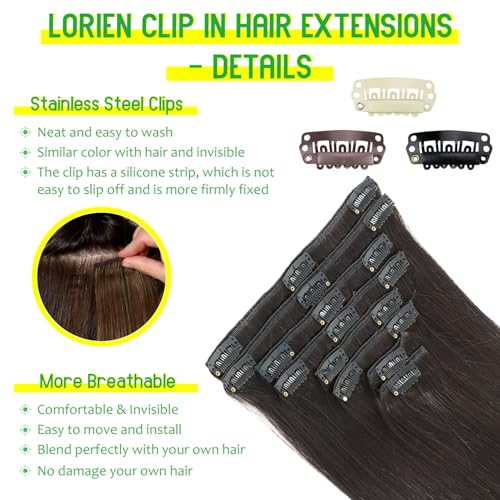 LORIEN Clip In Hair Extensions 18 Inch 100g Remy Human Hair