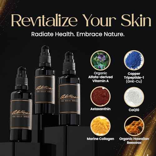 Alitura Anti-Aging Peptide & Collagen Gold Serum for Face ? with Vitamin A, CoQ10 & Astaxanthin ? Korean-Inspired Hydrating Serum for Wrinkles, Radiance & Firmness ? 100ml