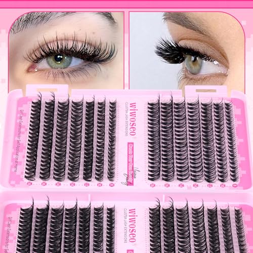 Wiwoseo Cluster Lash Extensions 560pcs - D Curl 8-16mm