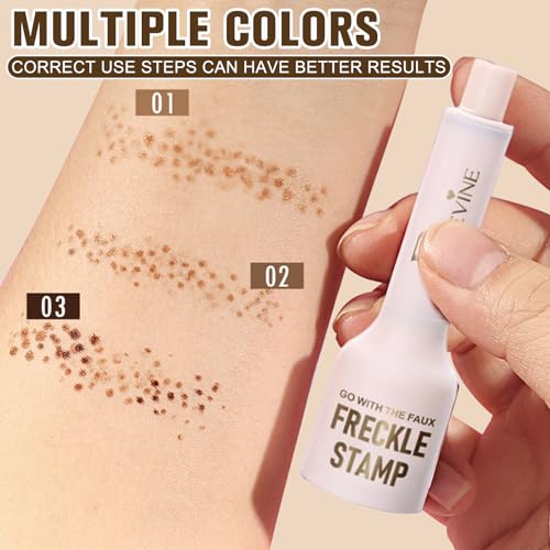 Freckle Stamp - Freckle Pen, Waterproof, Long-Lasting Fake Freckles Quick Dry 5-Point Faux Freckle Stamp Cushion Stain Marker Pencil Tool for Natural and Lifelike Sunkissed Face Freckle Makeup (Light)