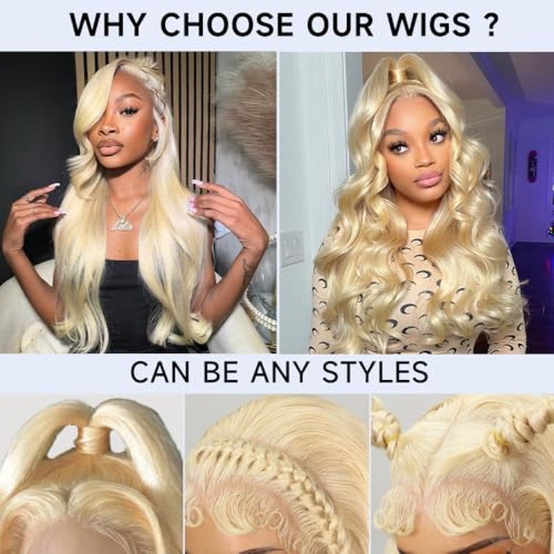 22 Inch Blonde Lace Front Wig 613 13x6 HD Human Hair