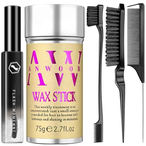 Hair Styling Kit: 5pc Wax Stick, Taming Wand & Comb Set