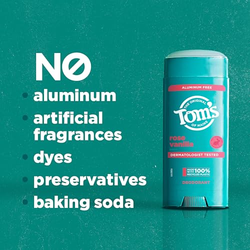 Tom’s of Maine Rose Vanilla Aluminum-Free Natural Deodorant 3.25 oz for Women & Men - Clear, Odor & Wetness Protection