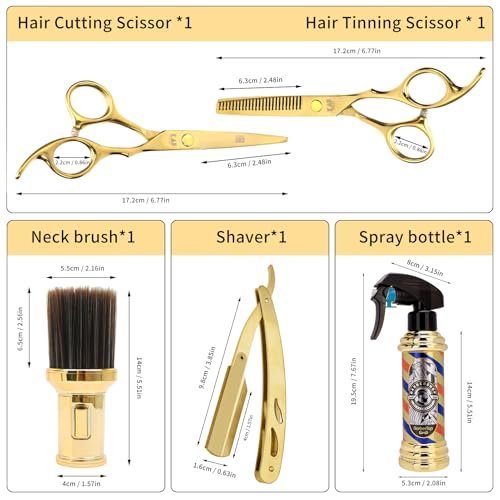 ZIBARBER Professional Hair Cutting Scissors Set - 6 Inch Stainless Steel with Combs & Case
