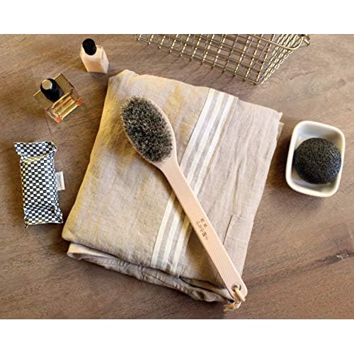 Japanese Body Brush for Bath or Dry Brushing, Exfoliation, Cellulite Treatment, Long Handle, Hard