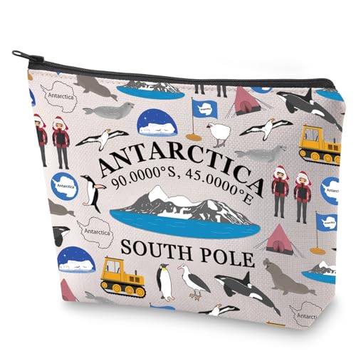 BLUPARK Antarctica Souvenir Cosmetic Bag - Travel Makeup Bag - Multicolor - Cartoon Pattern - 9.25" x 6.69" x 0.75" - Polyester - Easy to Clean, Durable - Women's Travel Cosmetic Bag