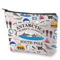 BLUPARK Antarctica Souvenir Cosmetic Bag - Travel Makeup Bag - Multicolor - Cartoon Pattern - 9.25" x 6.69" x 0.75" - Polyester - Easy to Clean, Durable - Women's Travel Cosmetic Bag