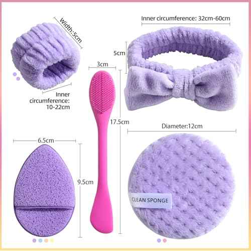 JPNK Face Sponges Cleansing Exfoliating Facial Sponges for Facial Mask Tools Removing and Makeup Remover Pads Set (Pink)