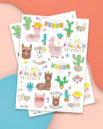 Llama Temporary Tattoos - 46 Metallic Designs, 2 Sheets