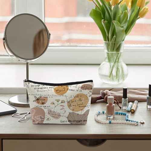 Christian Bible Verse Scripture Gifts for Women Makeup Pouch Bag Cosmetic Bags for Women