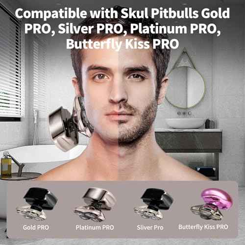Head Shaver Replacement Heads Compatible with Skul Pitbulls Gold PRO,Silver PRO, Platinum PRO,Butterfly Kiss PRO - Hypoallergenic Stainless Steel Shaver Foil Replacement - 4D Floating Blade