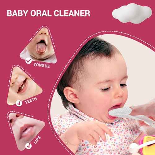 60 Counts Baby Tongue Cleaner and Oral Teeth Finger Toothbrush, Mouth and Gum Dry Wipes,for Newborn,0-24 Months Infants,Toddlers