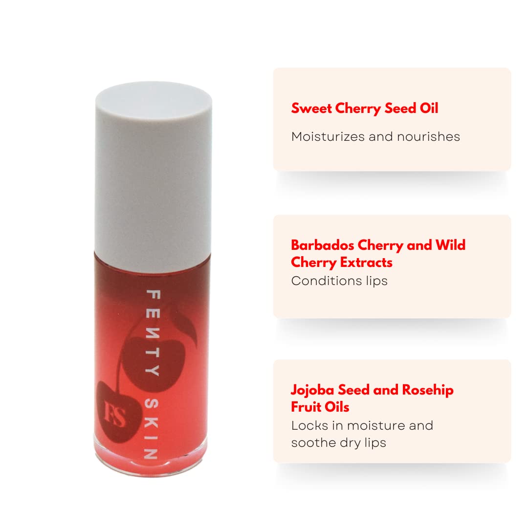 Fenty Skin Cherry Treat Conditioning + Strengthening Lip Oil Cream White 0.19 Ounce (Pack of 1)