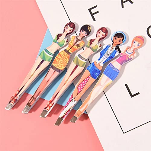 6Pcs Professional Girl Eyebrow Tweezer Stainless Steel Slanted Eyebrow Tweezers Eyebrows Hair Remover Tools Cosmetics Beauty (random color)¡¦
