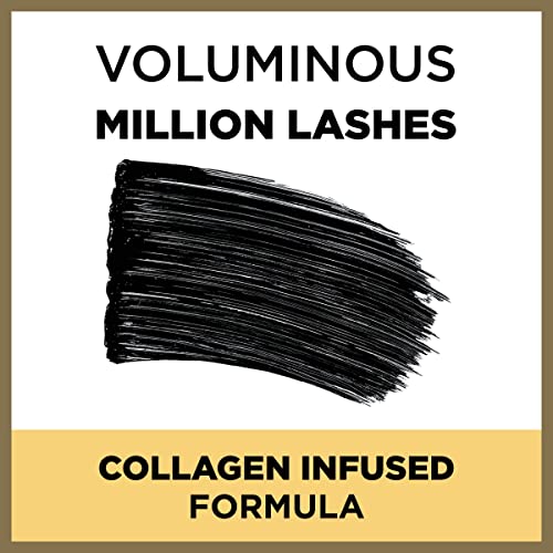 L¡¯Oreal Paris Makeup Voluminous Million Lashes Mascara, Volumizing Collagen Infused Eye Makeup, Amplifying Mascara Brush, Washable, Blackest Black, 0.3 Fl Oz., 1 Count