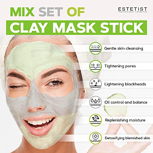 Green Tea Avocado Charcoal Clay Mask Stick Set Purifying Face Mask Replenishing Moisture Deep Pore Cleanser Blackhead Remover Anti-Acne Treatment Skin Care All Skin Types Gift for Women Pack of 3