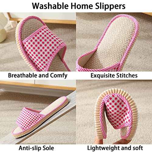 10 Pairs Washable House Slippers for Guests,Disposable Slippers for Guests,Breathable Open Toe Indoor Slipper,Spa Slipper for Guests,Home,Bedroom,Hotel,Travel,Unisex Universal Size(6 Large Size+4