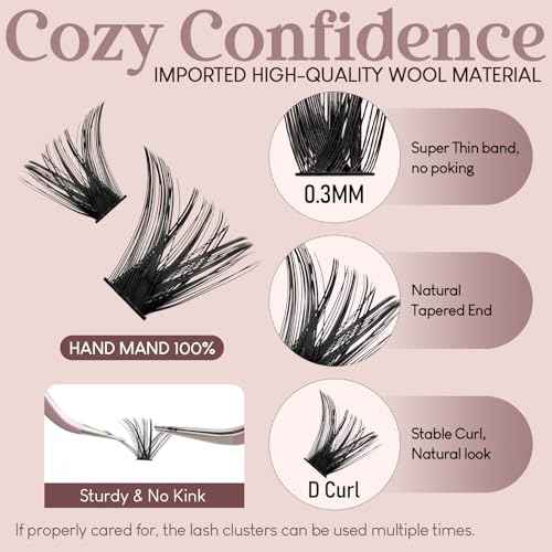 Wispy Lash Clusters - 4 Styles 10-16mm DIY Eyelash Extensions, Natural Look Lightweight, Beginner Friendly Reusable 456pcs Individual Lashes for Everyday & Party Use