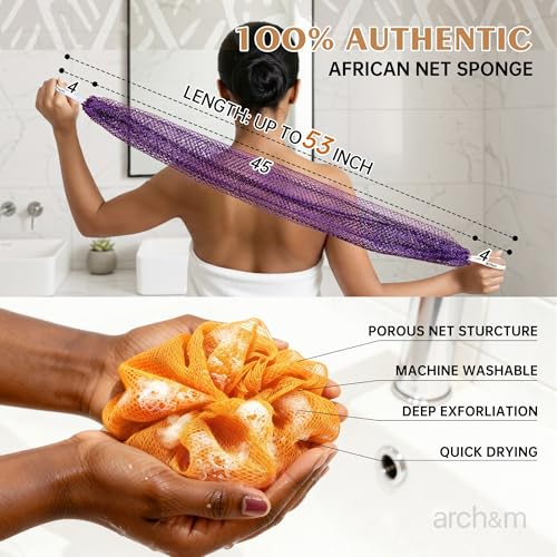 ARCH&M African Net Sponge Champagne - Deep Exfoliating Body Scrubber