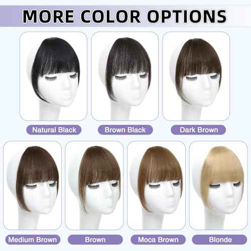 Wispy Bangs Hair Clip, 100% Human Hair Clip In Dark Brown Bangs for Women, Soft Layered Fake Bangs with Feathered Fringe, Easy Clip-On Design for Daily Wear & Halloween