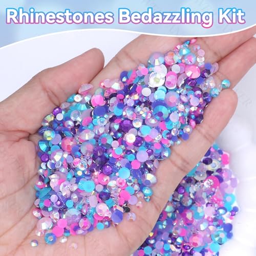 16000 Mixed Flatback Rhinestones Kit Pink Blue Purple 2-6mm