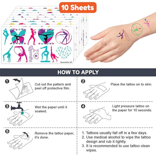 115 PCS Gymnastics Temporary Tattoos – Party Favors