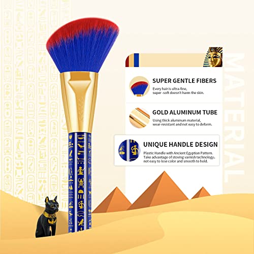 docolor 19PCs Bastet Cat Makeup Brush Set + 54 Colors Gemstone Eye Shadow Palette Premium Synthetic Kabuki Foundation Blending Face Powder Blush Concealers Eyeshadow Fan Make Up Brushes Set