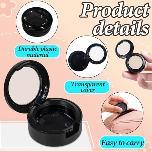 WishLotus 4Pcs Empty Makeup Eyeshadow Box, Refillable Eyeshadow Sub Container for Daily Travel Use, Empty Eyeshadow Pans for Women and Girls, 35mm (Black)