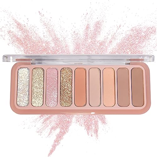SUMEITANG Rose Pink Eyeshadow Palette - 9 Colors Matte & Shimmer, Long-Lasting & Waterproof, Travel Friendly
