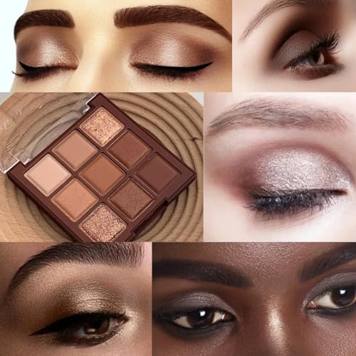 LTIYV Caramel Chocolate Eyeshadow Glitter Palette - 9 Pigmented Longwear Colors