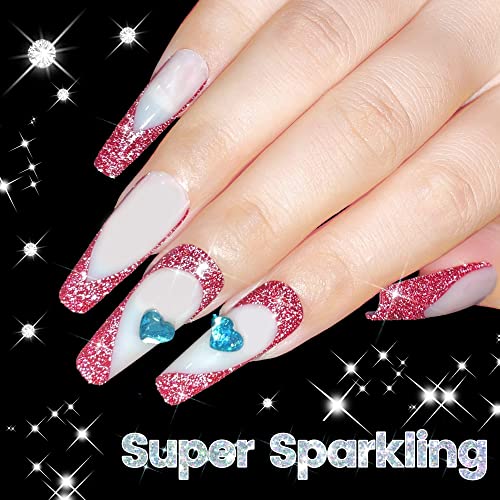 YTD Likomey Reflective Glitter Gel Nail Polish,15ml Galaxy Berry Red Flash Diamond Shimmer Gel,Sparkly Shiny Salon Home Nail Art Manicure UV Gel Varnish,SZ232