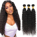 GTaiiReu 1B-Black Deep Wave Human Hair Bundles 20 Inch | 3-Pack Brazilian Virgin Extensions