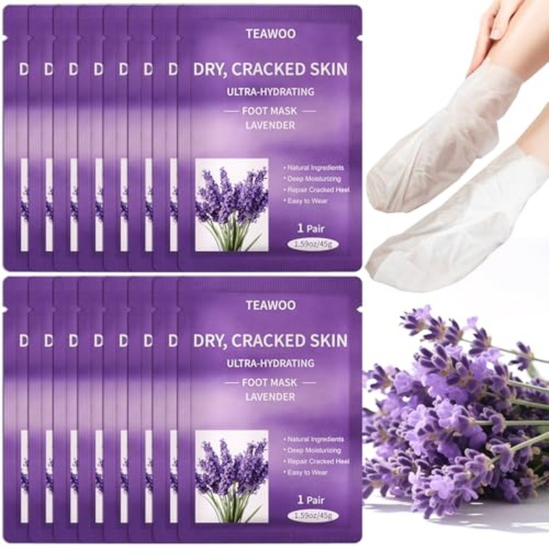 TEAWOO 16 Pairs Moisturizing Foot Masks with Lavender Oil