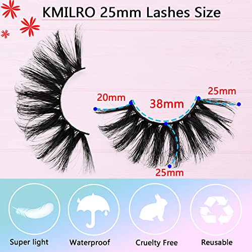 25mm Fluffy Mink Lashes 20 Pairs - Dramatic 3D Faux Eyelashes