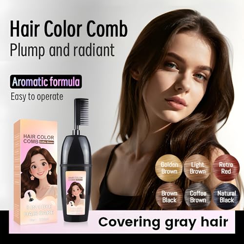 SEPSUMMER 3-in-1 Hair Color Comb - Brown Black Dye for Gray Coverage