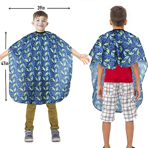 Kids Cartoon Fish Barber Cape with Neck Duster Brush - Hair Cutting Cape for Kids